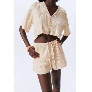 Zara butter top and shorts set Size S M